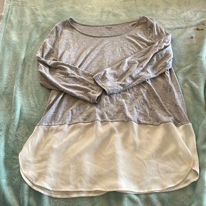 Ana Gray & White Mid Sleeve Top